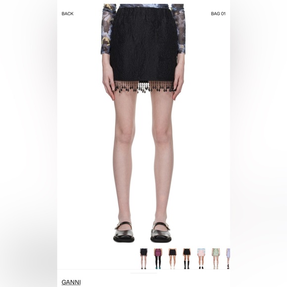 ganni fringe beaded jacquard skirt - Picture 2 of 2